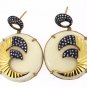 925 SOLID STERLING SILVER WHITE AGATE GEMSTONE & CZ HANDMADE DANGLE EARRING