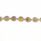 925 SOLID STERLING SILVER HANDMADE BRACELET LABMADE OPAL GEMSTONE AND CZ 8 INCHS