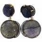 925 SOLID STERLING SILVER LABRODRITE GEMSTONE AND CZ HANDMADE DANGLE EARRING