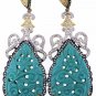 925 SOLID STERLING SILVER LABMADE TURQUOISE, LABRODRITE, CZ HANDMADE EARRING