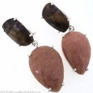 925 SOLID SILVER JASPER AND PINK OPAL GEMSTONE HANDMADE DANGLE EARRING