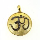 925 STERLING HANDMADE OM HINDU RELIGIOUS PENDANT 0.48 CTS PAVE DIAMOND CHARM
