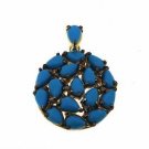 925 STERLING SILVER LABMAD 4.95 TURQUOISE 0.06 DIAMOND HANDMADE GEMSTONE PENDANT
