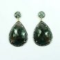 925 SOLID STERLING SILVER GREEN AGATE CZ HANDMADE DANGLE EARRING