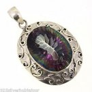 925 SOLID STERLING SILVER HANDMADE LABMADE MYSTIC TOPAZ PENDANT 41 X 26 CMS