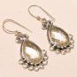925 SOLID STERLING SILVER BLUE ONYX GEMSTONE & CZ HANDMADE DANGLE EARRING