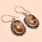 925 SOLID STERLING SILVER BLUE ONYX GEMSTONE & CZ HANDMADE DANGLE EARRING