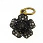 925 SOLID STERLING SILVER 0.30 DIAMOND HANDMADE FLOWER CHARM PENDANT 11X17MM