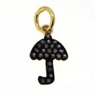 925 SOLID STERLING SILVER 0.18 DIAMOND HANDMADE UMBRELLA PENDANT CHARM 17X7MM
