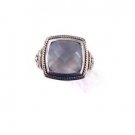 925 SIlVER 14KT GOLD 5.75 CHALCEDONY US 7.5 BEAUTIFULL HERITAGE ROYAL RING