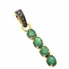 925 SOLID STERLING SILVER 0.05 DIAMOND 1.05 EMERALD HANDMADE JOURNEY PENDANT
