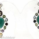 925 SOLID STERLING SILVER HANDMADE VINTAGE EARRING ONYX GEMSTONE 60X25MM