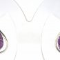925 STERLING SILVER LABMADE PURPLE CARVED GEM & CZ HANDMADE DANGLE EARRING