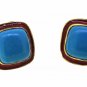 VINTAGE VICTORIAN 18.50 CT TURQUOISE GEMSTONE HANDMADE ENAMELD EARRING STUD 16MM