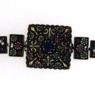TURKISH 925 SOLID SILVER BRASS HANDMADE BRACELET LABMADE MULTI GEMSTONES 7 INCH