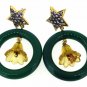 925 SOLID STERLING SILVER GREEN ONYX LABMADE YELLOW GEMSTONE CZ HANDMADE EARRING