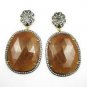 925 SOLID STERLING SILVER GREEN ONYX LABMADE YELLOW GEMSTONE CZ HANDMADE EARRING