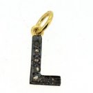 925 STERLING SILVER HANDMADE ALPHABET L CHARM PENDANT 0.15 CT NATURAL DIAMOND