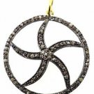 925 SILVER 1.10 CTS ROSE CUT DIAMOND BEAUTIFUL FANCY SWRIL WHEEL STAR CHARM