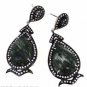 925 SOLID STERLING SILVER JASPER GEMSTONE & CZ HANDMADE DANGLE EARRING