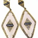 925 SOLID STERLING SILVER PINK AGATE GEMSTONE AND CZ HANDMADE DANGLE EARRING