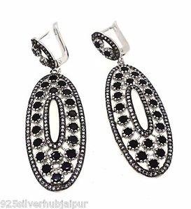 925 SOLID STERLING SILVER LABMADEBLACK ONYX GEMSTONE OVAL EARRING