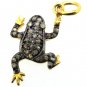 925 SILVER 0.25 CT NATURAL ROSE CUT DIAMONDS VINTAGE ANTIQUE HANDMADE FROG CHARM