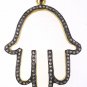 925 STERLING SILVER HANDMADE 0.75 CW ROSE CUT DIAMOND RELIGIOUS HAMSA PENDANT