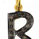 925 SILVER 0.14 CW DIAMOND ALPHABET ( R ) HANDMADE BEAUTIFUL CUTE CHARM PENDANT