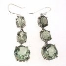 925 SOLID STERLING SILVER LABMADE GREEN AMETHYST GEMSTONE HANDMADE HOOK EARRING