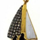 925 SILVER 0.25 CW ROSE CUT DIAMOND WHITE & BLACK ENAMELED HANDMADE BOAT CHARM