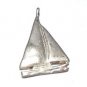 925 SILVER 0.25 CW ROSE CUT DIAMOND WHITE & BLACK ENAMELED HANDMADE BOAT CHARM