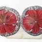 925 SOLID STERLING SILVER LAB MADE FLOWER GEMSTONE, CZ HANDMADE STUD EARRING