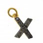 925 STERLING SILVER HANDMADE ALPHABET X CHARM PENDANT 0.10 CT NATURAL DIAMOND