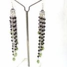 925 STERLING SILVER HANDMADE LABMADE PERIDOT AMETHYST SMOKEY QUARTZ LONG EARRING