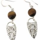 925 SOLID STERLING SILVER TIGER EYE HANDMADE  EARRING
