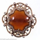 925 SOLID STERLING SILVER HANDMADE ROSE COLOR RING ORANGE AGATE & CZ US 7.25