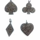 SILVER PENDANT (IMPRESSIVE PLAYING CARDS CHARMS STUDDED WITH  ROSE CUT  DIAMOND)