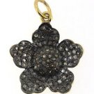 925 SOLID STERLING SILVER FLOWER HANDMADE CHARM PENDANT 0.85 CW PAVE DIAMOND