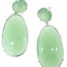 925 SOLID STERLING SILVER GREEN PREHNITE GEMSTONE HANDMADE DANGLE EARRING
