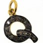 925 SILVER 0.16 CW DIAMOND ALPHABET (Q) HANDMADE ANTIQUE VINTAGE CHARM PENDANT