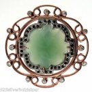 925 SOLID STERLING SILVER HANDMADE ROSE COLOR RING GREEN AGATE & CZ US 6.5
