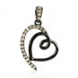 925 SOLID STERLING SILVER ANTIQUE HANDMADE & SIGN PENDANT CHARM .25 PAVE DIAMOND