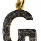 925 SILVER 0.19 CW DIAMOND ALPHABET ( G ) HANDMADE VINTAGE ANTIQUE CHARM PENDANT