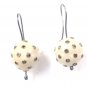 925 STERLING SILVER SINGLE CUT DIAMOND 0.90CTS OFF WHITE ENAMELED ROUND EARRING