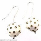 925 STERLING SILVER  SINGLE CUT DIAMOND 0.90 CTS WHITE ENAMELED ROUND EARRING