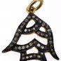 925 SILVER 0.65 CW ROSE CUT DIAMOND HANDMADE VINTAGE FISH CHARM PENDANT