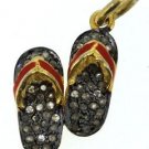 925 SILVER 0.30 CTS ROSE CUT DIAMOND ENAMELED FLOATERS PAIR HANDMADE CHARM