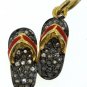 925 SILVER 0.30 CTS ROSE CUT DIAMOND ENAMELED FLOATERS PAIR HANDMADE CHARM