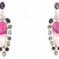 925 SOLID STERLING SILVER HANDMADE VINTAGE EARRING AGATE GEMSTONE 70X25MM